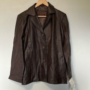 NWT Leather World Lucky Brown Leather Jacket